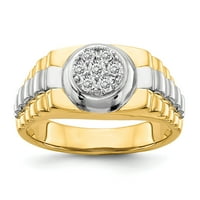 14K dvotonski zlatni i pravi dijamantski muški prsten