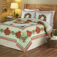 Mainstays Poinsettia Holiday Quilt Collection