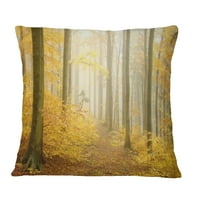 Designart jesenja plaža šuma žuta - jastuk za bacanje pejzažne fotografije-16x16