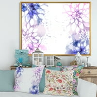Designart 'Pink And Purple Abstract With Colorful Splashes II' modern Framered Canvas Wall Art Print