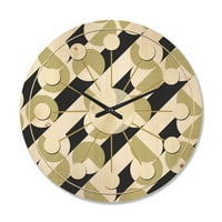 Designart 'Circular Abstract Retro Pattern Geometric II' Mid-Century Modern Wood Wall Clock