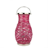 18,5 moderna fuksija ružičasta dekorativna tkana gvozdena lampa za sveće sa staklenim uraganom