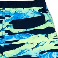 Wonder Nation Boys' Camo Shark Print Quick Dry Swim Shorts, Veličine 4 - & Husky