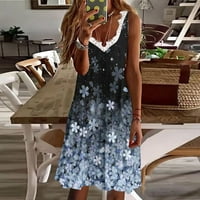 Sendresses za žene ljetne haljine za žene grafički casual bez rukava V izrez Ljeto Mini modna plaža klasična