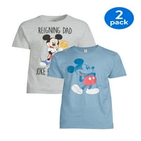 Disney Mickey Mouse Tata šala šampion muške kratke rukave grafička majica, 2 pakovanja