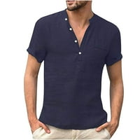 Yunmic majica zazor ljetna kratka rukava majica za muškarce Ljeto casual modne posteljine majica muške retro