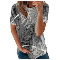 Bicoasu ženski vrhovi ženski okrugli vrat tiskane majice s kratkim rukavima na vrhu modne ljetne majice za