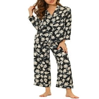 Unique Bargains ženske pidžame sleep Shirt Nightwear Sleepwear Lounge Satin PJ Setovi