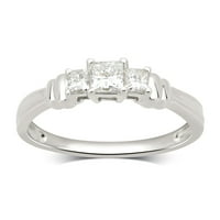 1. Karat T. W. princeza dijamant 14k bijeli Zlatni kameni zaručnički prsten