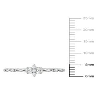 Miabella ženski karat T. W. dijamantski srebrni cvjetni klaster Promise Ring