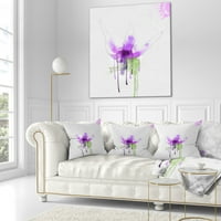 Designart ljubičasti cvijet sa zelenim prskanjem - cvjetni jastuk-18x18