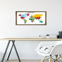 Mapa - Svjetski zidni poster, 14.725 22.375 Uramljeno
