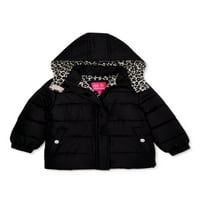 Pink Platinum Girls Cheetah-Print Puffer kaput sa poklonom uz kupovinu, veličine 4-16