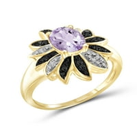 JewelersClub Prsten Birthstone Nakit-1. Karatni ružičasti ametist 14k pozlaćeni srebrni prsten nakit sa crno-bijelim