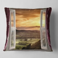 Designart otvoreni prozor u ruralni krajolik - savremeni jastuk za bacanje - 16x16