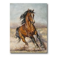 Smeđi Konj U Trci Slikarstvo Platno Art Print