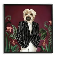 Stupell Industries šik modni pas Fancy blejzer Outfit trendi životinjska grafika Crna uokvirena Umjetnost Print zidna umjetnost, dizajn od strane House of Rose