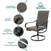 Studio vanjski trpezarijski Set metalni namještaj za terasu sa podstavljenim okretnim trpezarijskim stolicama
