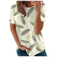 Ženske vrhove bluza casual kratkih rukava tiskane žene T-majice Crew vrat ljeto bež m