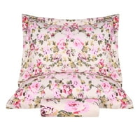 Superior pamučni prekrivač pokrivač sa jastukom shams vintage cvjetni, krema, kralj kralj