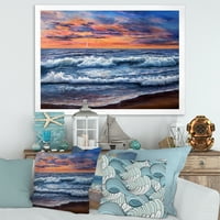 Designart 'plavi okean u Sunset Evening II' Nautički i obalni uokvireni umjetnički otisak