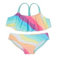Shelloha Girls Flounce Bikini gornji i donji set za plivanje sa UPF 50+, 2 komada, veličine 4-16