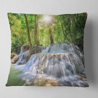 Designart Kanchanaburi vodopad - jastuk za bacanje fotografije - 18x18