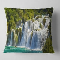 Designart vodopad KRKA Panorama - jastuk za bacanje pejzažne fotografije-16x16