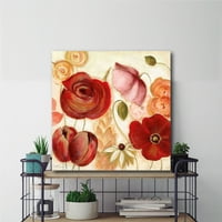 Pink & Red Floral i galerija-omotani platneni zid Art, 16x16
