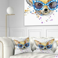 Designart slatko štene sa plavim naočarima - jastuk za bacanje životinja-18x18