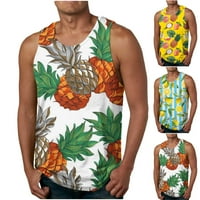Muški tenkovi za majice bez rukava Havajski stilski print O vrat prsluk duks labavi fit hip hop majice