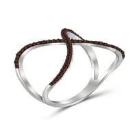 JewelersClub Srebra Criss Cross Ring-0. Karatni crveni dijamantski prsten sa . Srebrni prsten-pravi dijamantski