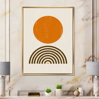 Designart 'Sažetak minimalna duga i narandžasto Sunce i' moderni uramljeni platneni zidni umjetnički Print