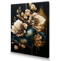 Designart Plava I Zlatna Gladiolus Cvijeće I Platno Zid Art