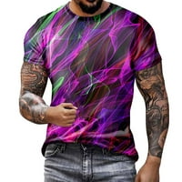 Veliki i visoki muškarci modni casual 3d digitalni ispis sportski kratki rukav ljetni casual na vrhu majica, ljubičasta, 6xl