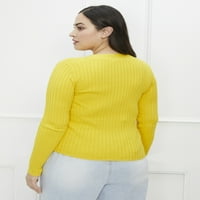 Elementi ženski džemper s dugmetom i prednjim džemperom veće veličine