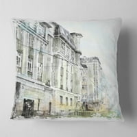 Designart akvarelna tamna ilustracija - jastuk za bacanje slikanja gradskog pejzaža - 18x18