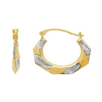 Brilliance Fine Jewelry 10k žuto zlato sa teksturiranim Rodium Octagon naušnicama