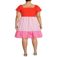 Get ženske Plus Size Colorblocked Mini haljine sa kratkim rukavima