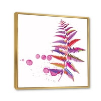 Designart 'Purple Fern With Purple Splash' Seoska Kuća Uokvirena Platnenim Zidom Art Print