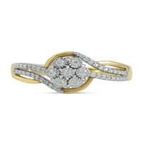Imperial 10k žuto zlato 1 6Ct TDW Diamond Cluster Bypass prsten za žene