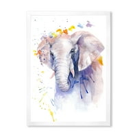 PROIZVODNJAK Portret slonova žutog i plavog štroke seoska kuća uokvirena umjetnička štampa