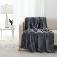 Berkshire Blanket & Home Co EcoThread TM plišano ćebe za bacanje, siva, preveliko bacanje
