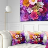 Designart šareni buket različitog cvijeća - jastuk za bacanje cvijeća-16x16