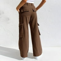 Hlače za ženeWomens baggy teretni hlače Vintage traperice sa džepovima širine pantalone za noge labave kombinezone