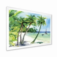 DESIMANART 'Palm sa ljetnom plažom' nautički i obalni uobičajeni umjetnički otisak