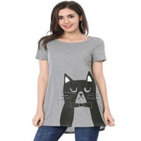 Ženski okrugli vratovi kratkih rukava CAT Print Tunic Top