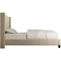 Weston Home Melford Wingback Tufted Linen King Bed, Bež