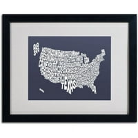 Zaštitni znak Likovna umjetnost SLATE-SAD država tekstualna karta matirano uokvireno Michael Tompsett