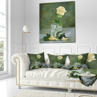 Designart cvijet ruže u staklenom akvarelu - cvjetni jastuk-18x18